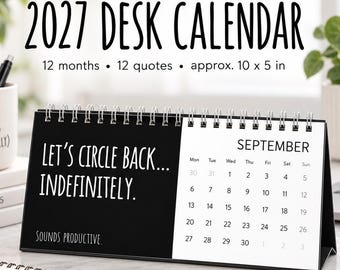 Calendário de mesa engraçado para imprimir em 2027 | Calendário de humor para o escritório | Frases sarcásticas sobre o trabalho | Presente para colega de trabalho | Calendário digital de 12 meses
