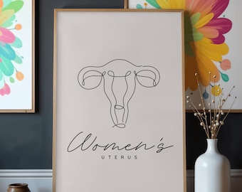 Pelvic Floor Clinic Wall Art | Minimal Uterus Line Art Printable | Women’s Health Office Decor | PFM Physical Therapy Healthcare