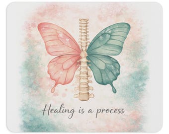 Heilung ist ein Prozess Mauspad | Schmetterling Spine Art | Physiotherapie Affirmation Schreibtisch Dekor | Beruhigende Therapie Büro Accessoire