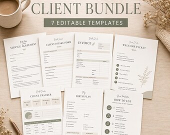 Doula Business Starterkit | Service-Vereinbarung, Kundeneingang, Rechnung & Willkommenspaket | Geburts-Doula Vertragsvorlage Canva Bearbeitbar