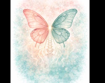 Butterfly Spine Wall Art Printable | Pelvic Health Physical Therapy Decor | OB-GYN Clinic Art | Digital Download