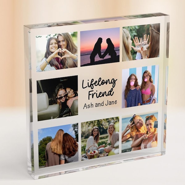 Best Friend Photo Plaque, Personalized Friend Gift, Friendship Keepsake, Bestie Present, Custom Photo Block, Friend Birthday Idea