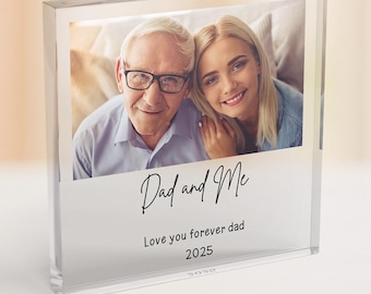 Custom Photo Acrylic Block, Personalized Picture Frame, Dad and Me Keepsake, Father's Day Gift, Birthday Gift for Dad, Photo Gift for Him