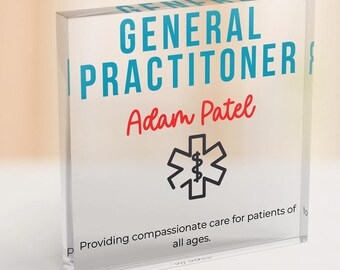 General Practitioner Doctor Appreciation Gift, Personalized GP Medical Professional Present, Doctor Office Decor, Custom Physician Thank You