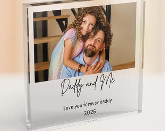 Personalized Daddy and Me Photo Block, Custom Father Daughter Picture Frame, Acrylic Dad Gift, Fathers Day Present, Papa Birthday Gift