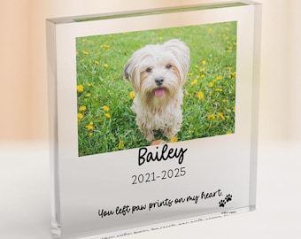 Personalized Pet Memorial Plaque, Acrylic Photo Block, Pet Loss Gift, Custom Dog Remembrance, Cat Bereavement