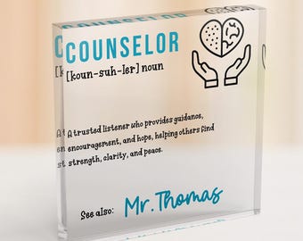 Counselor Definition UV Plaque, Personalized Counselor Appreciation Gift, School Counselor Thank You Present