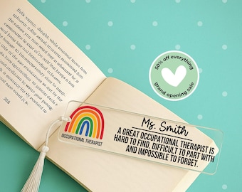 Personalized Occupational Therapist Bookmark, Occupational Therapy Gift, OT Present, Appreciation Gift, Reading Accessory, Rainbow Bookmark