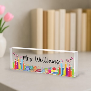 Personalized Teacher Desk Sign, Teacher Name Plate, Back to School Gift, Classroom Decor, School Supplies Name Plaque,Gift for Teacher