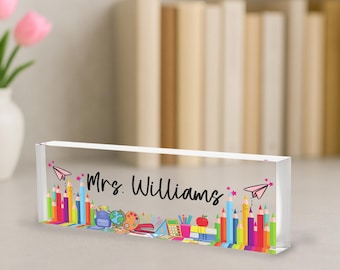 Personalized Teacher Desk Sign, Teacher Name Plate, Back to School Gift, Classroom Decor, School Supplies Name Plaque,Gift for Teacher