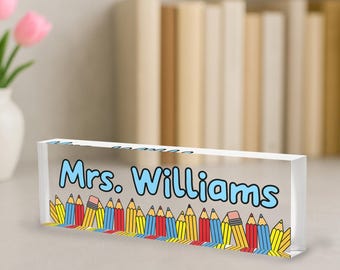 Personalized Teacher Desk Name Plate, Teacher Name Sign, Classroom Decor, First Day of School Gift, Teacher Appreciation Gift