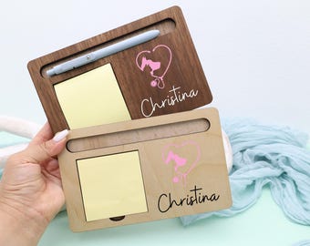 Personalized Veterinarian Sticky Note Holder, Custom Vet Tech Desk Organizer, Animal Doctor Appreciation Gift