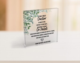 Doctor Appreciation Plaque, Personalized Doctor Thank You Gift, Medical Professional Retirement Present, Physician Graduation Gift Idea