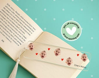 Personalized Photo Bookmark, Custom Bookmark, New Mom Gift, Baby Face Bookmark, Reading Accessory, Birthday Gift for Reader