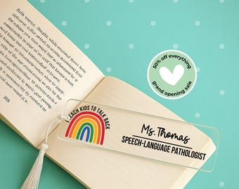 Personalized Speech Therapist Bookmark, Speech Pathology Student, SLP Gift, Teacher Appreciation, Book Lover Bookmark, Custom Name Bookmark