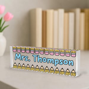 Personalized Teacher Name Desk Plaque, Teacher Appreciation Gift, Back to School Gift, Classroom Nameplate, School Office Decor