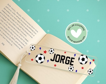 Personalized Soccer Bookmark, Kids Reader Gift, Boys Birthday Present, Sports Fan Accessory, Custom Name Bookmark