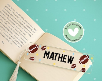 Personalized Football Bookmark, Sports Fan Reading Gift, Custom Name Bookmark, Book Lover Present, Teen Reading Accessory