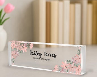 Office Name Plaque,Floral Desk Plaque,Work Desk Decor,Coworker Gift,Teacher Desk Decor,Personalized Plaque,Office Name Plate,Office Name