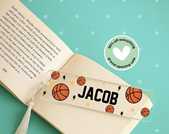 Basketball Player Name Bookmark, Sports Fan Bookmark, Personalized Reader Gift, Custom Name Book Lover Accessory, Teen Birthday Gift