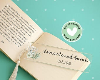 Personalized Acrylic Bookmark, Wedding Anniversary Gift, Engagement Gift, Couple Name Bookmark, Custom Date Gift, Book Lover Present