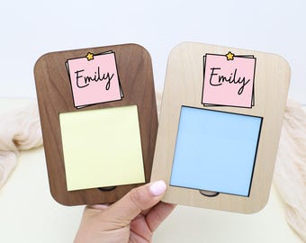 Wooden Sticky Note Holder, Personalized Office Decor, Teacher Appreciation, Desk Organizer, Nurse Office Gift, Student Supplies
