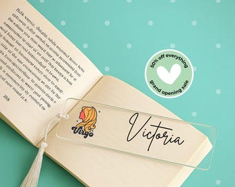Personalized Virgo Bookmark, Zodiac Reading Gift, Astrology Lover Present, Bookworm Accessory, Custom Name Bookmark