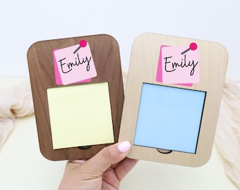 Custom Sticky Note Holder, Desk Organizer, Office Decor, Teacher Appreciation, Personalized Office Gift, Wooden Desk Accessory