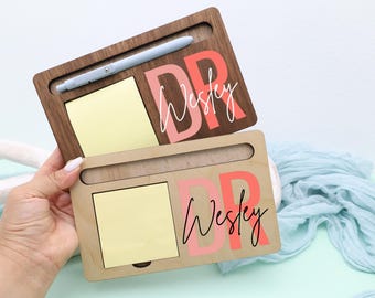 Personalized Doctor Sticky Note Holder, Custom Dr. Office Desk Organizer, Medical Professional Gift, Physician Appreciation Present
