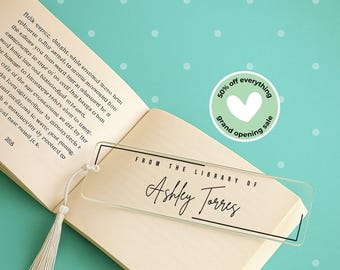 Personalized Acrylic Bookmark, Book Lover Gift, Reader Present, Custom Library Bookmark, Birthday Gift for Bookworm, Literary Keepsake