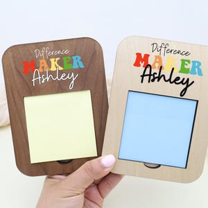 Difference Maker Sticky Note Holder, Teacher Appreciation Gift, Personalized Desk Accessory, Back to School Gift, Office Supplies