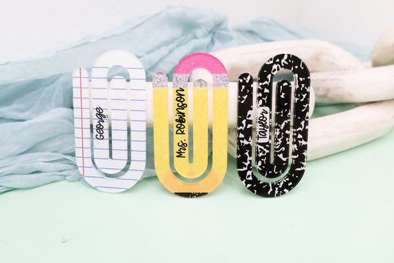 Personalized Acrylic Paper Clips,Custom Teacher Gift,Teacher Appreciation Gift,Back to School Gift,End of Year Gift,Gifts Under 10