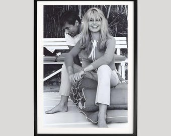 Brigitte Bardot Poster, Black and White Photography Print, Candid Vintage Celebrity Portrait, Classic French Cinema Wall Art