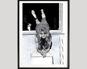 Póster de Brigitte Bardot, impresión fotográfica en blanco y negro, retrato vintage divertido, arte mural de celebridades, decoración del Hollywood clásico