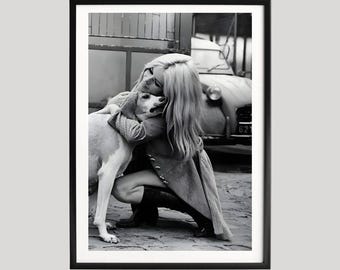 Impresión fotográfica en blanco y negro de Brigitte Bardot, arte mural de íconos franceses vintage, retrato de cine clásico, póster de moda retro