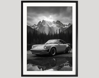 Car Poster, Photography Prints, Porsche Wall Art, Car Wall Poster, Black and White Wall Art, Museum Quality Photography Poster