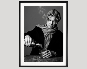 David Bowie Print, Photography Prints, David Bowie Poster, Retro Poster, Black and White Wall Art, Museum Quality Photography Poster