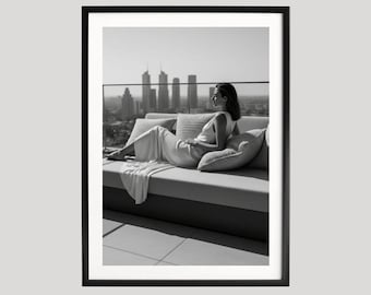 Modern Woman Wall Art, Black and White Photography Print, Luxury Apartment Decor, Minimalist Fine Art Print, Fashion Poster, Museum Art