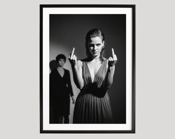 Middle Finger Photography Print, Rebel Woman Art, Black and White Wall Art, Bold Feminist Fine Art Poster, Museum Quality Statement Print