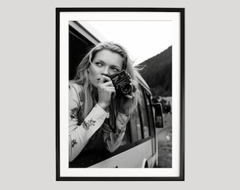Kate Moss Print, Photography Prints, Vintage Prints, Kate Moss Poster, Black and White Wall Art, Museum Quality Photography Poster