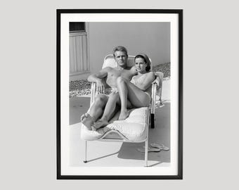 Steve McQueen Photography Prints, Steve McQueen Poster, Retro Poster, Black and White Wall Art