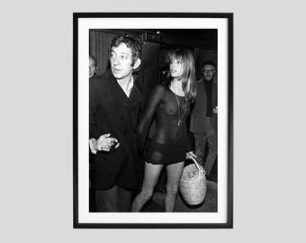 Serge Gainssburg, Jane Birkin, Fotografie Drucke, Retro Poster, Schwarz-Weiß-Wandkunst, Retro-Druck, Fotografie Poster in Museumsqualität