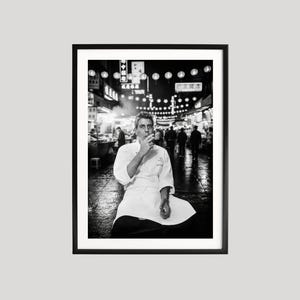 Anthony Bourdain, tirages photographiques, chef cuisinier, affiche de cuisine, tirages de cuisine, art mural noir et blanc, affiche de photographie de qualité musée