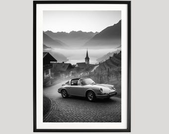 Car Wall Art, Photography Prints, Porsche Poster, Car Poster, Fine Art Print, Black and White Prints, Museum Quality Wall Art