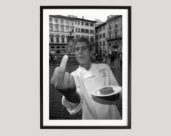 Anthony Bourdain, fotografie-afdrukken, funky muurkunst, keukenafdrukken, zwart-witte muurkunst, fotografieposter museumkwaliteit, keukenafdrukken