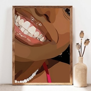Black Woman Art,  printable art, black art,  Colorful Abstract Painting Print,  Boho Home Decor Poster, afro art, digital art print,