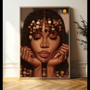 Black Woman Art, African American Art,  Fashion Art, Printable Wall Art, Black Art, Feminine Black Girl Art, Trendy Wall, Digital Art