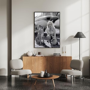 Brigitte Bardot Poster, Black and White Photography Print, Vintage Safari Portrait, Celebrity Wall Art, Old Hollywood Decor image 5