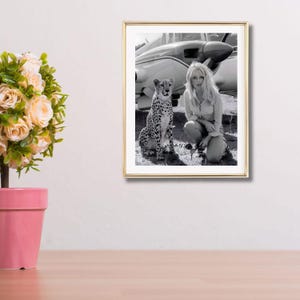 Brigitte Bardot Poster, Black and White Photography Print, Vintage Safari Portrait, Celebrity Wall Art, Old Hollywood Decor image 4