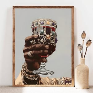 Black Woman Art, African American Art, Black Female Art, Wine Glass Art,Black Culture Art,  Fashion Art, Printable Wall Art, Digital Art